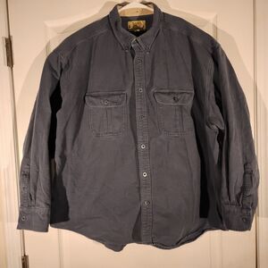 Cabela's deerskin soft Chamois shirt mens 2Xl XXL blue flannel long sleeve